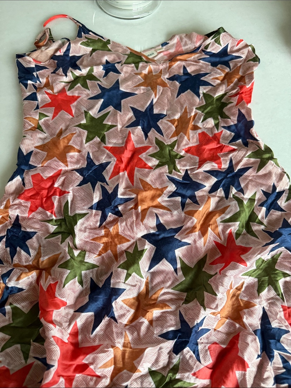 Colorful Star Print Sleeveless slip dress- Multicolor